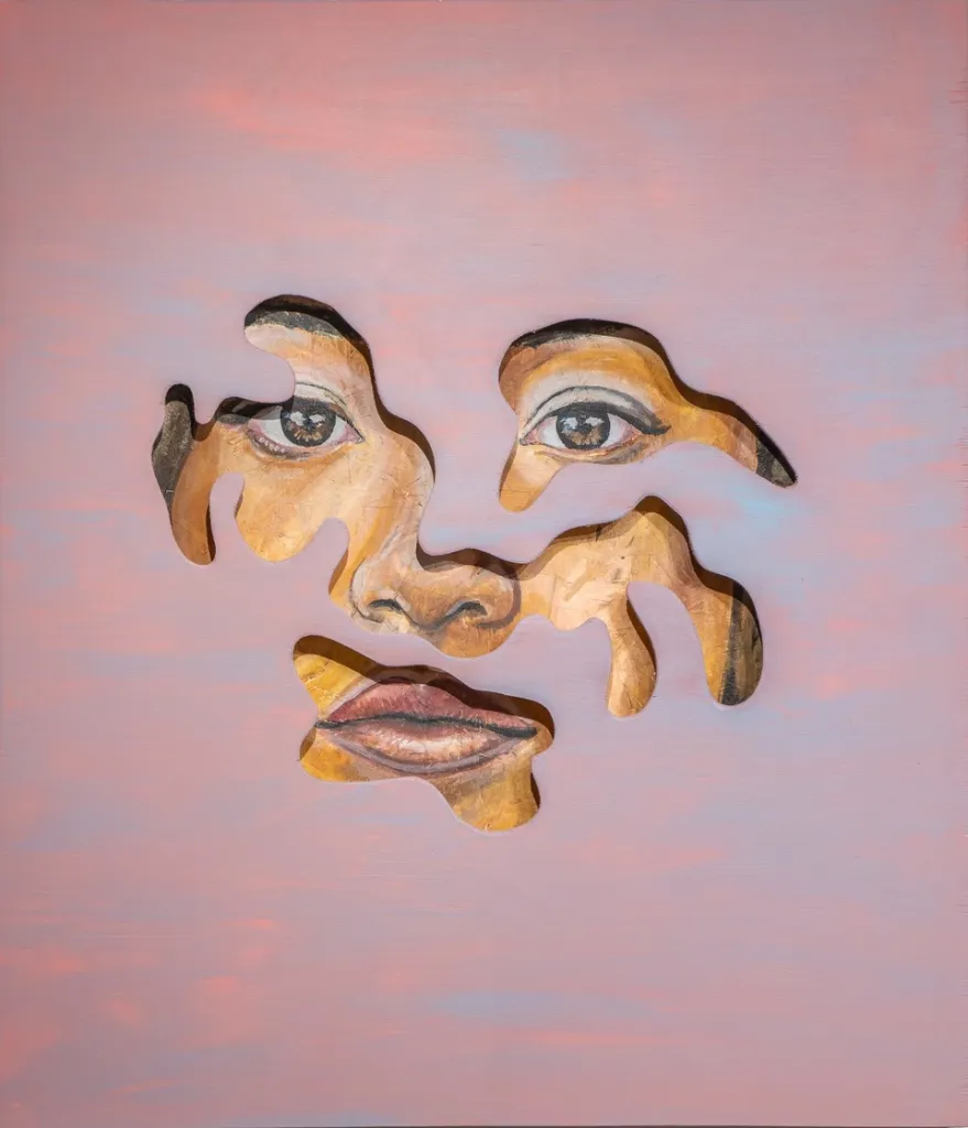 Minimalist wooden portraits exploring the stories people hide behind their expressions.